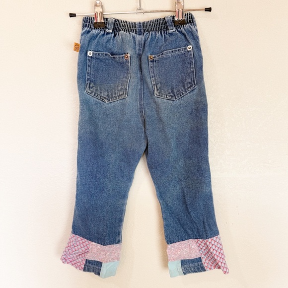 Vintage 2001 y2k Blues Clues Girls Denim Bootcut Jeans Embroidery Patchwork 4T - Picture 6 of 8